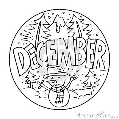 December Coloring Pages for Kids Stock Photo