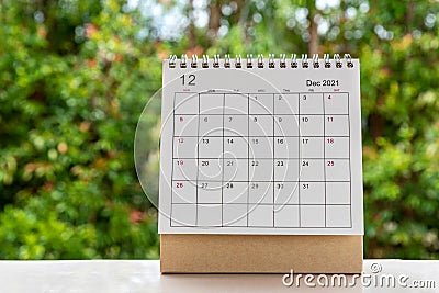 December 2021 Desk Calendar Stock Photo