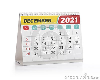 December 2021 Desk Calendar Stock Photo