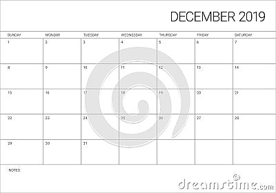 December 2019 desk calendar vector illustration Vector Illustration