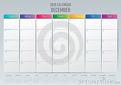December 2020 desk calendar vector illustration Vector Illustration