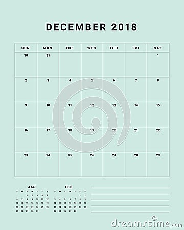 December 2018 desk calendar vector illustration Vector Illustration