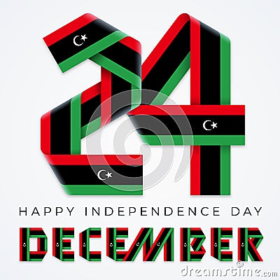 December 24, Independence Day of Libya congratulatory design with libyan flag elements. Vector illustration Vector Illustration