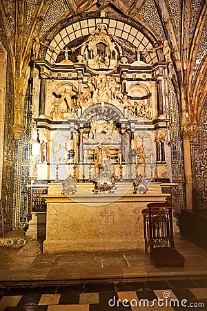 13 of December 2018 - Lisbon, Portuga: Beautiful church in Pena Palace Sintra. Famous landmark. Most beautiful castles in Europe Editorial Stock Photo