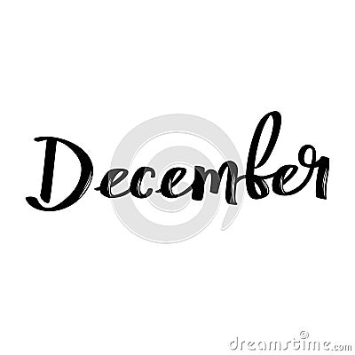 December month name. Handwritten calligraphic word. Bold font. Vector Illustration