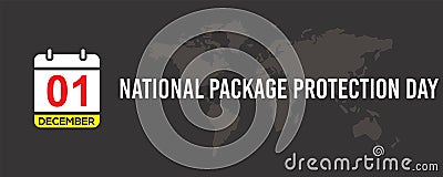 01 December National Package Protection Day of the week Sunday, Monday, Tuesday, Wednesday, Thursday, Friday, Saturday. winter Stock Photo