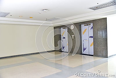 11 December 2020, Nonthaburi, Thailand, elevators in office buildings Editorial Stock Photo
