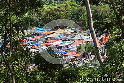 Dramatic image of Haitian market high in the caribbean mountains. Editorial Stock Photo