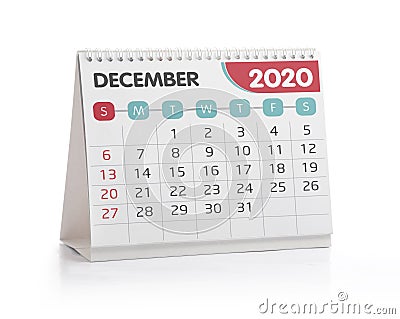 December 2020 Office Calendar Stock Photo