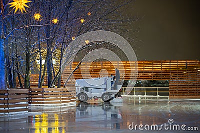 02 December 2023 St. Petersburg Russia. Ice maintenance machine. , recondition after session Editorial Stock Photo