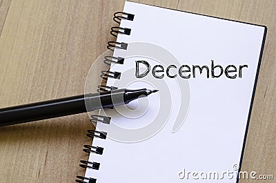 December text concept on notebook Stock Photo