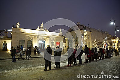 Warsaw, Poland. Street protest near Presidential Palace in Warsaw Editorial Stock Photo