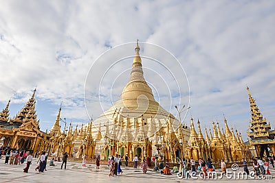 17 december 2016 yangon city myanmar shwedagon paya pagoda fomous place for buddhism people.there is place for worship and Editorial Stock Photo