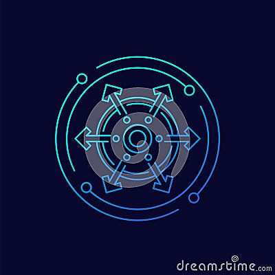 decentralization, decentralized line vector icon Vector Illustration