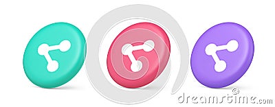 Decentralize compound connection encrypted network button cyberspace management 3d isometric circle icon Vector Illustration