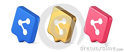 Decentralize compound connection encrypted network button cyberspace management 3d speech bubble isometric icon Vector Illustration