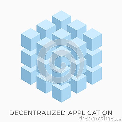Decentralized Application flat isometric vector icon concept. Dapps on blockchain technology. Fintech Open-source software Vector Illustration