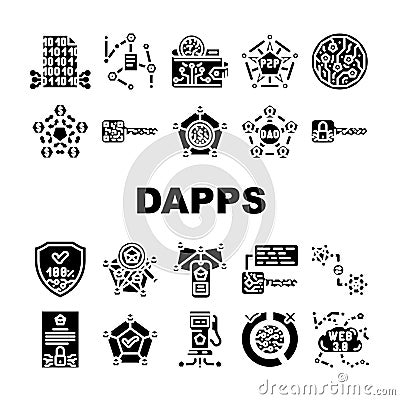 decentralized applications dapps icons set vector Stock Photo