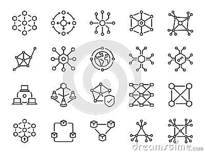 Decentralized icon set. It included centralization, Decentralization, and more icons. Editable Vector Stroke. Vector Illustration