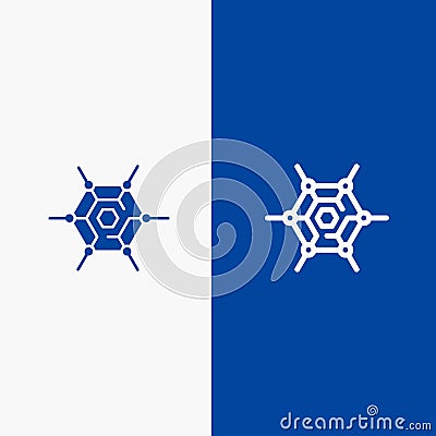 Decentralized, Network, Technology Line and Glyph Solid icon Blue banner Line and Glyph Solid icon Blue banner Vector Illustration