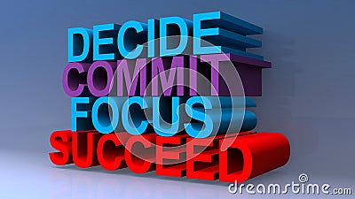 Decide commit focus succeed on blue Stock Photo