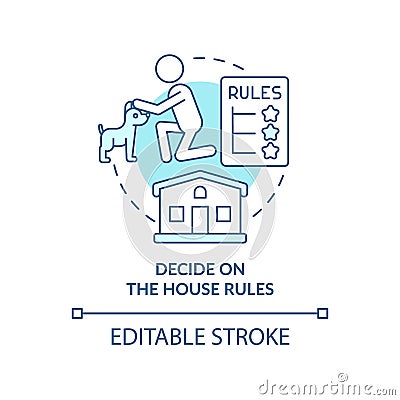 Decide on house rules turquoise concept icon Cartoon Illustration