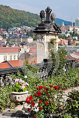 Rose garden, castle gardens, town Decin, North Bohemia, Czech republic Editorial Stock Photo