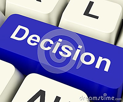 Decision Computer Key Representing Uncertainty And Making Decisions Online Stock Photo