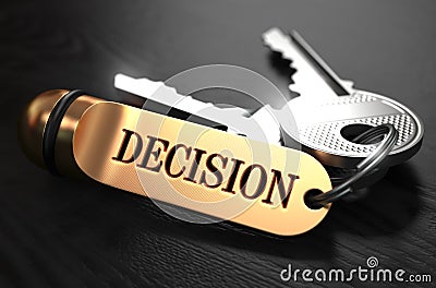 Decision Concept. Keys with Golden Keyring Stock Photo