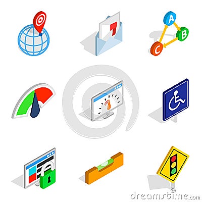 Decision icons set, isometric style Vector Illustration