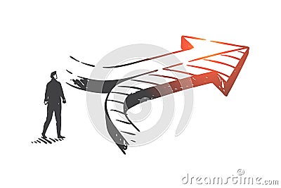 Decision making, achieving results concept sketch. Hand drawn isolated vector Vector Illustration