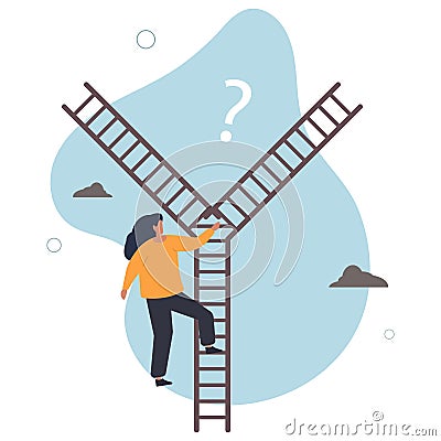 Decision making, choosing choices, options or way, which direction to be success or decide path to achieve target concept.flat Cartoon Illustration