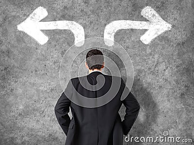 Decision making concept - businessman making decisions Stock Photo