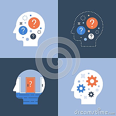 Decision making, critical thinking, brainstorm concept, psychology or psychiatry Vector Illustration