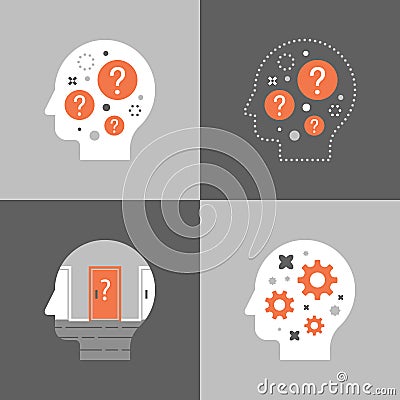 Decision making, critical thinking, brainstorm concept, psychology or psychiatry Vector Illustration