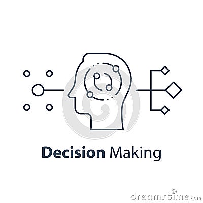 Decision making, critical thinking, psychology or psychiatry, neurology science Vector Illustration