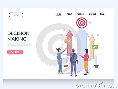 Decision making vector website landing page design template Vector Illustration