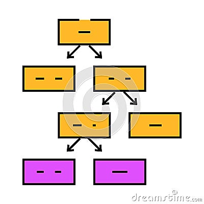 decision tree algorithm icon color illustration Cartoon Illustration