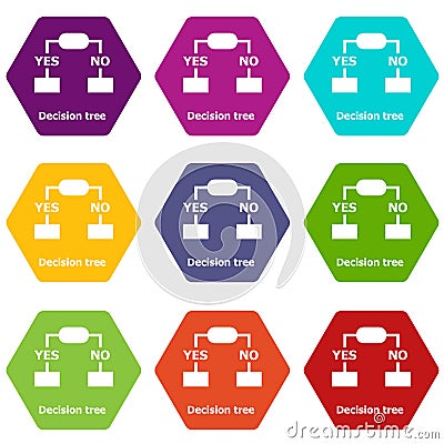 Decision tree icons set 9 vector Vector Illustration