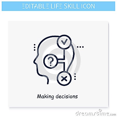Decisions making line icon. Editable illustration Vector Illustration
