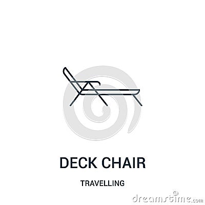 deck chair icon vector from travelling collection. Thin line deck chair outline icon vector illustration. Linear symbol Vector Illustration