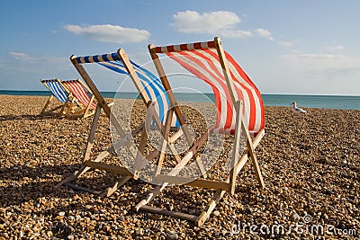 Deck chair sun lounger holiday England Stock Photo