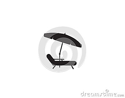 Deck chair umbrella summer beach holiday symbol icon Stock Photo