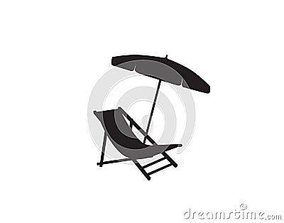 Deck chair umbrella summer beach holiday symbol icon Stock Photo