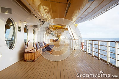 Deck chairs on a cruise ship Stock Photo
