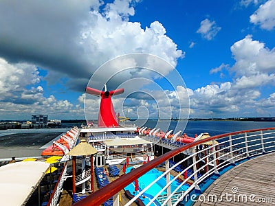 Deck of cruise ship Editorial Stock Photo