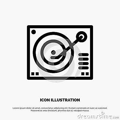 Deck, Device, Phonograph, Player, Record Line Icon Vector Vector Illustration