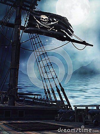 Deck of a pirate ship Stock Photo