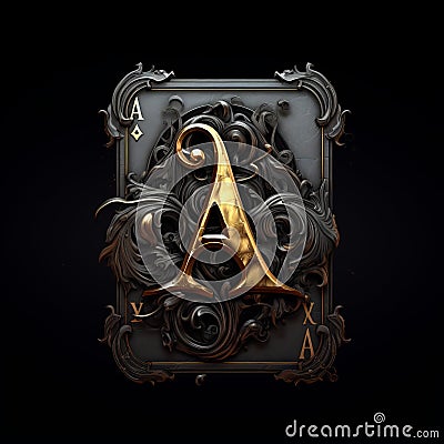 Eye-catching Black Jack Logo With Ornate Gold Letter A Stock Photo