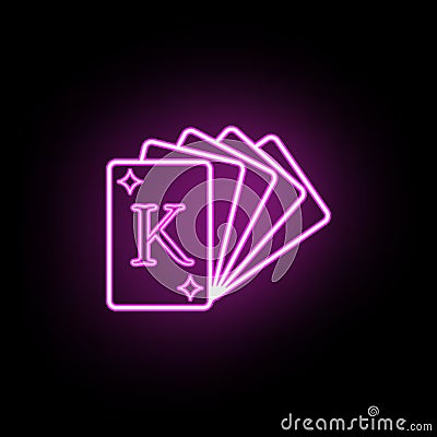 A deck of playing cards neon icon. Simple thin line, outline vector of casino icons for ui and ux, website or mobile application Stock Photo